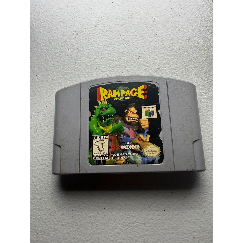 Rampage World Tour Nintendo 64 N64 Game Cartridge NUS-006 USA Midway Tested